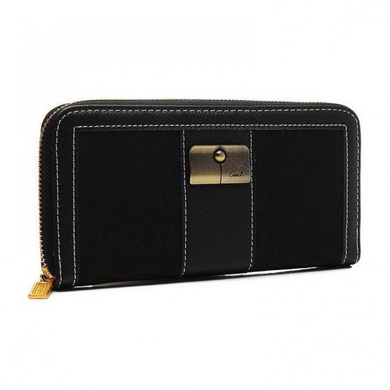 Coach Kristin Lock In Signature Large Black Wallets ETG | Women - Click Image to Close